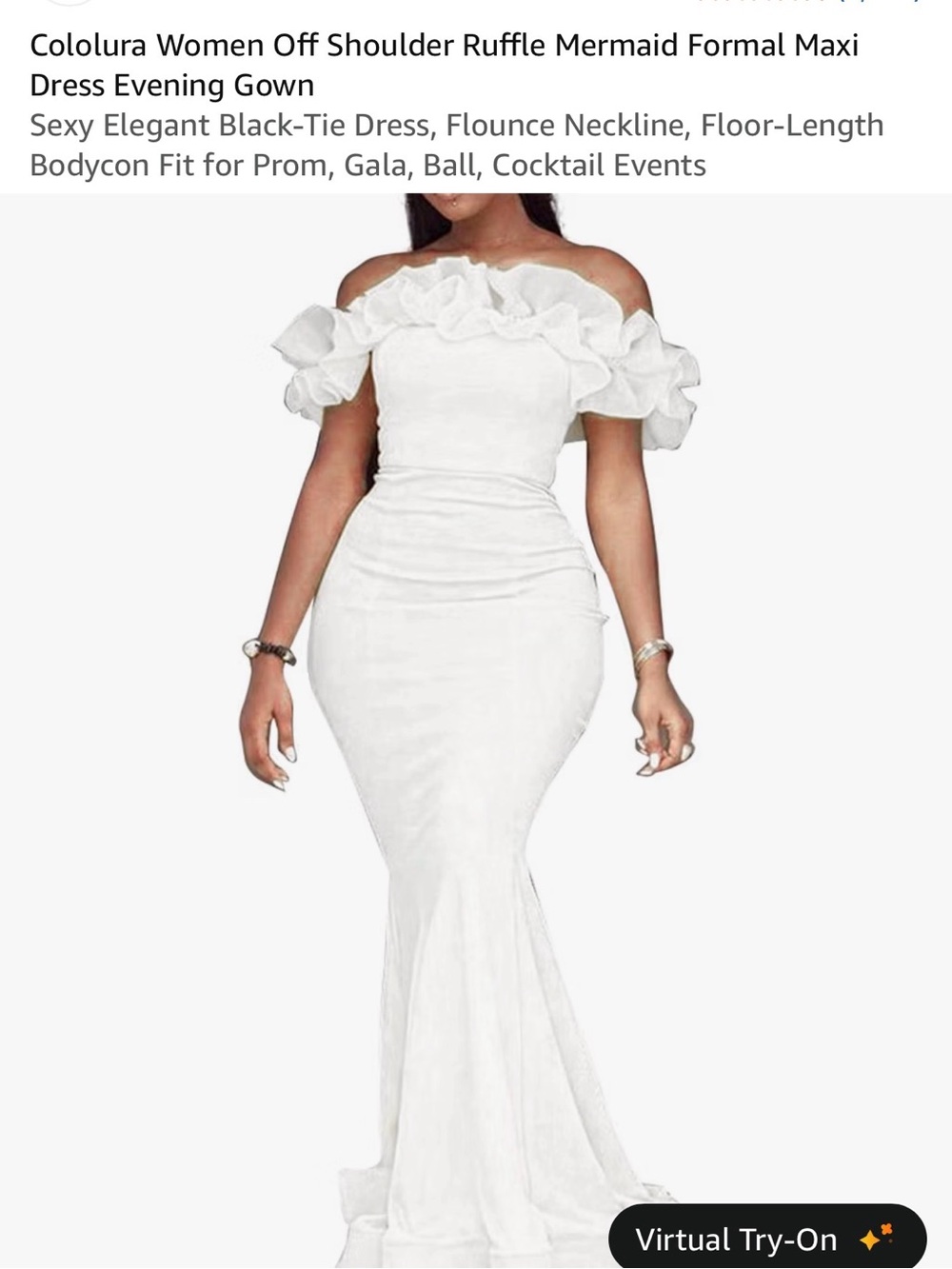 NWOT Cololura Off-Shoulder Ruffle Mermaid Dress White Sz 3X (fits like a 16!)